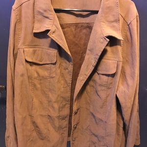 Faux suede button up shirt